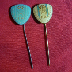 2 Insigne Israel - Federatia Fotbal - IFA , h= 1,5 cm , metal si email