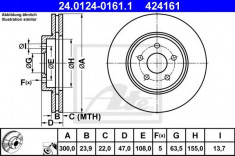 Disc frana FORD MONDEO Mk III combi 2.2 TDCi - ATE 24.0124-0161.1 foto