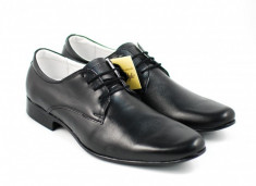 Pantofi negri eleganti barbatesti din piele naturala cu siret 884N foto