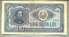 A1095 BANCNOTA-ROMANIA(RPR) - 100 LEI- 1952 -SERIA 839622 -starea care se vede foto