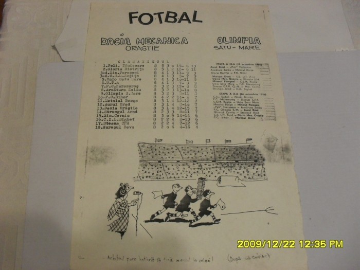 program Dacia M. Orastie - Olimpia S.M.