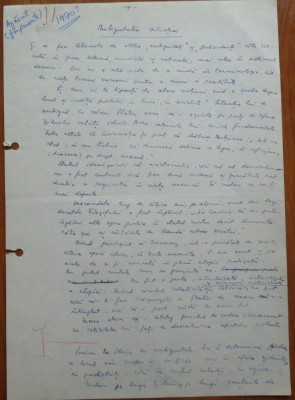 5 pagini de manuscris Maria Banus, scrise si semnate olograf, 1970, Eseul: Ambiguitatea situatiei foto