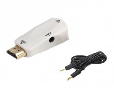 Convertor Adaptor HDMI la VGA + audio Alb AL969 foto