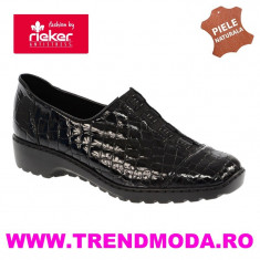 Ghete dama piele naturala RIEKER L6068-00 negru lac croco (Marime: 37) foto