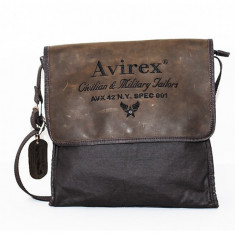 Geanta casual, piele si canvas, marca Avirex foto