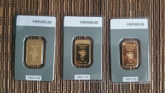 Lingou aur pur 24k, Heraeus (Germania), 10 grame, cu FACTURA foto