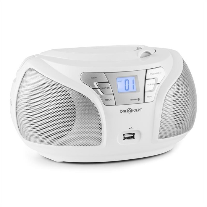 ONEconcept Groovie WH Boombox Bluetooth FM CD MP3 AUX alb foto mare ONEconcept Groovie WH Boombox Bluetooth FM CD MP3 AUX alb foto mare