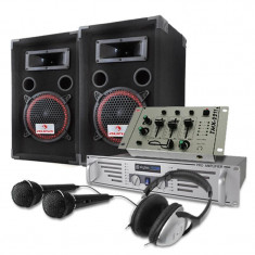 Set DJ PA Boxe 1000W Amplificator Mixer -Ca?ti cu microfon foto