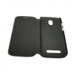 HUSA TOC FLIP COVER CARTE DIN PIELE ECO PENTRU HTC DESIRE 500 NEGRU foto