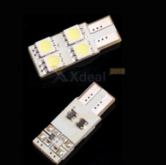 LED auto T10 4 SMD 5050 canbus alb portiera plafoniera interior auto numar W5W foto