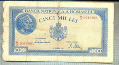 A1146 BANCNOTA-ROMANIA-5000 LEI-10OCTOMVRIE1944-SERIA0016961-starea care se vede foto