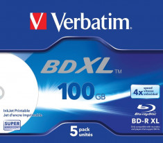 Verbatim BD-R XL 100GB 4X WIDE WHITE INKJET PRINTABLE HARDCOAT SURFACE Jewel Case foto