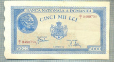 A1164BANCNOTA-ROMANIA-5000 LEI-28SEPTEMVRIE1943-SERIA0480756-starea care se vede foto