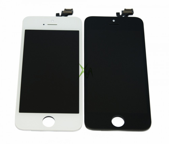 Pachet display iphone 5 5s 5c albe negre + folie sticla fata bonus lcd