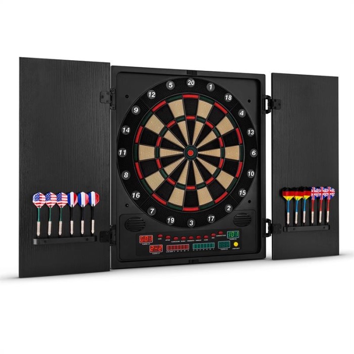 oneConcept Dartmaster 180, Dartboard electronc, negru cu săgeți și uși foto mare oneConcept Dartmaster 180, Dartboard electronc, negru cu săgeți și uși foto mare