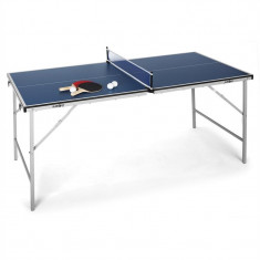 Klarfit King Pong, masa de ping-pong, plianta, albastru foto