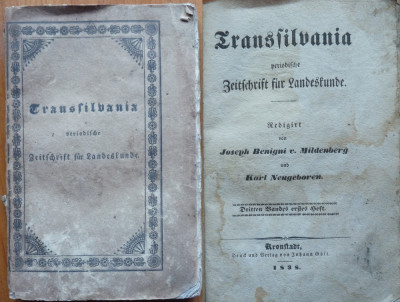 Transilvania , revista periodica , Brasov , 1838 , in germana foto