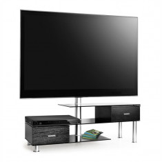 Stand TV Auna + Suport LCD TV, rafturi din sticla neagra foto