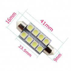 BEC AUTO LED SMD -8 SMD- SOFIT FESTOON C5W 41 mm led 5050 plafoniera ALB foto