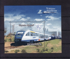 ROMANIA 2004 LP 1632 TRENURI MODERNE COLITA DANTELATA MNH foto