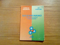 TESTE DE CHIMIE ANORGANICA - Cornelia Gheorghiu, Lia Cojocaru - 1996, 182 p. foto