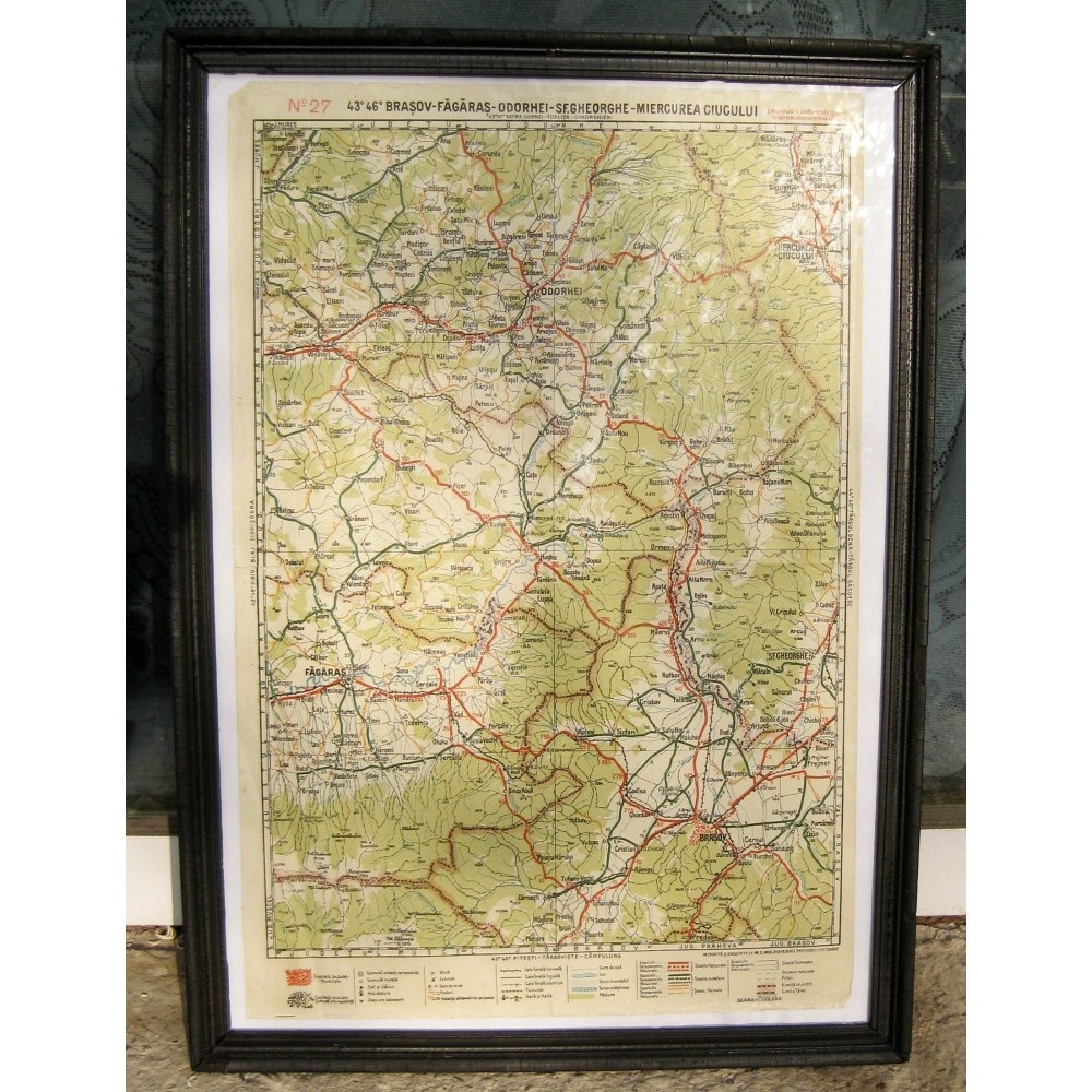 Harta litografiata 1928 Brasov Fagaras Sf Gheorghe pe ...