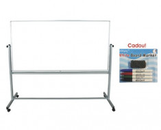 WHITEBOARD MAGNETIC ROTATIV 2 FETE 120x180 cm START Office + CADOU!!! (SET 4 MARKER WHITEBOARD + BURETE) foto