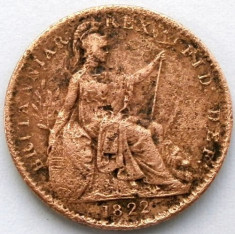 RARITATI !!! MAREA BRITANIE , GEORGIUS IV , FARTHING 1822 , DIAMETRU 22mm. foto