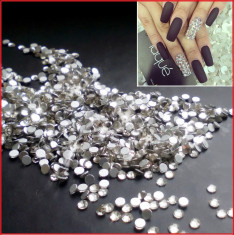 SET 100 cristale 2 MM strasuri argintii unghii false manichiura foto