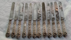 CUTITE argint 12 bucati in SET manopera EXCEPTIONALA VECHI de colectie RARE foto