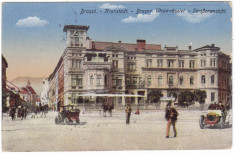 #1776- Ro, Brasso, Brasov, c.p. cenz. 1918: Scena strada, automob. epoca, anim. foto