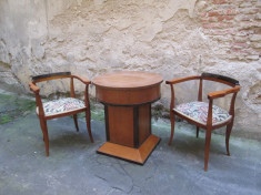 Masa si fotolii vechi Art Deco mobilier antic, masa foto