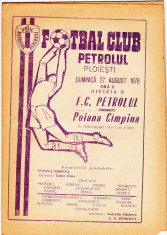 Program meci fotbal PETROLUL PLOIESTI - POIANA CAMPINA 27.08.1978 foto