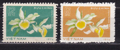 Vietnam 1976 flori orhidee MI 841-842 MNH foto