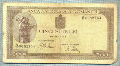 A1298 BANCNOTA-ROMANIA-500 LEI-19-IV-2-(19)41-SERIA0082754-starea care se vede foto