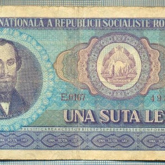 A1267 BANCNOTA-ROMANIA(RSR)- 100 LEI- 1966 -SERIA493147 -starea care se vede