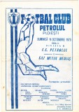 Program meci fotbal PETROLUL PLOIESTI - GAZ METAN MEDIAS 14.10.1979