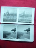 2 Fotografii stereoscopice Portul Magdeburg pe Elba si Bayr Hochland 1904