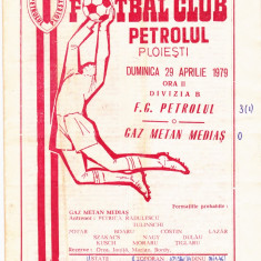 Program meci fotbal PETROLUL PLOIESTI - GAZ METAN MEDIAS 29.04.1979