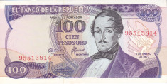 Bancnota Columbia 100 Pesos 1977 - P418a UNC foto