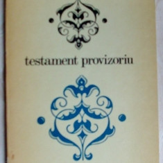 GEORGE BOITOR - TESTAMENT PROVIZORIU (VERSURI, editia princeps - 1974)