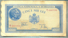 A1276BANCNOTA-ROMANIA-5000 LEI-28SEPTEMVRIE1943-SERIA0995702-starea care se vede foto