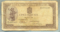 A1285 BANCNOTA-ROMANIA-500 LEI-19-XI-1-(19)40-SERIA0870107-starea care se vede foto