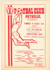 Program meci fotbal PETROLUL PLOIESTI - LUCEAFARUL BUCURESTI 19.08.1979 foto