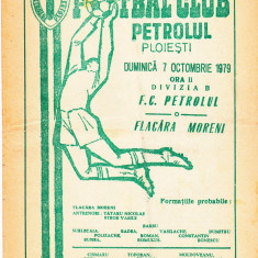 Program meci fotbal PETROLUL PLOIESTI - FLACARA MORENI 07.10.1979