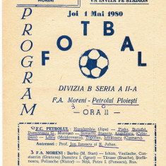 Program meci fotbal FLACARA A. MORENI - PETROLUL PLOIESTI 01.05.1980