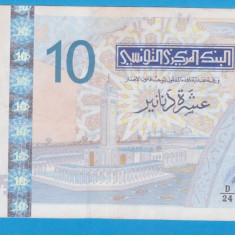 (1) BANCNOTA TUNISIA - 10 DINARS 2005, STARE FOARTE BUNA