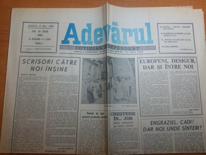 ziarul adevarul 12 iulie 1990-articol &quot;lambada preturilor&quot;
