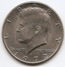Statele Unite (SUA) Half Dolar 1972 Kennedy Half Dollar , LV1 , 30.60 mm KM-202b foto