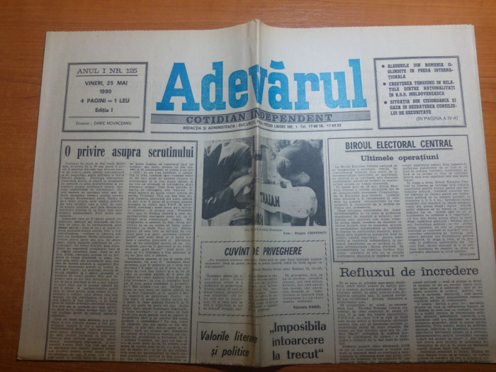 ziarul adevarul 25 mai 1990-rarticole despre scrutinul din 20 mai